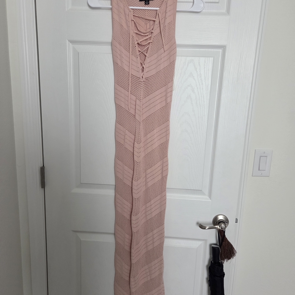Pink Lace-Up Fitted Dress - Picture 2 of 6